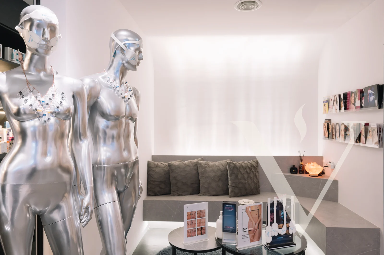 EMFACE display mannequins in the CANVAS Medical Clinic lounge, Penang