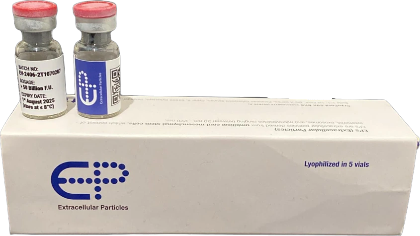 Cryocord EPs (Extracellular Particles) exosome vials and box at CANVAS Medical Clinic, Penang