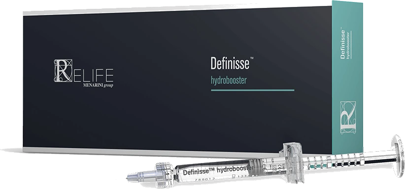 Definisse Hydrobooster by Relife Menarini Group syringe and box at CANVAS Medical Clinic, Penang