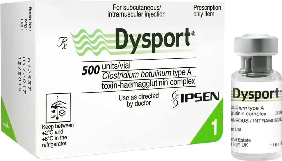 Dysport (abobotulinumtoxinA) box and vial by Ipsen at CANVAS Medical Clinic, Penang
