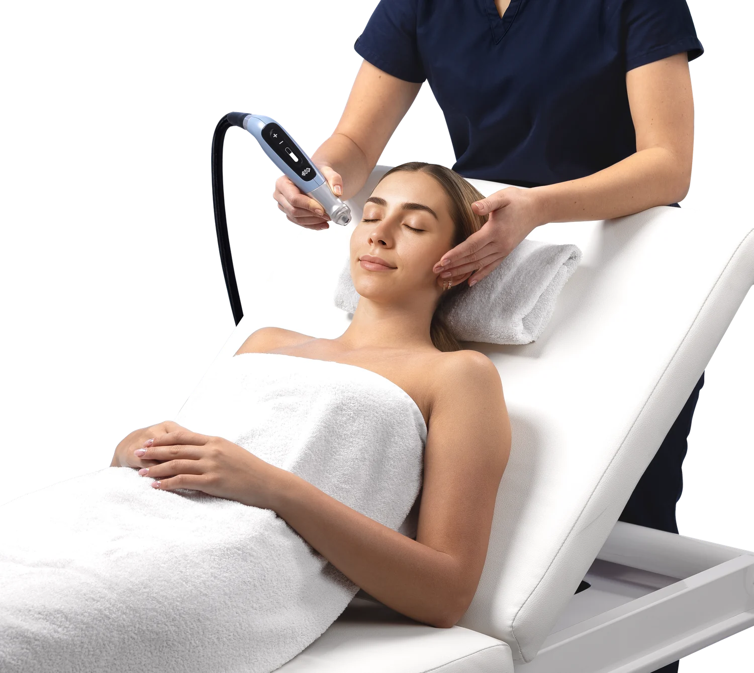 A relaxed client receiving a BTL EMFUSION medifacial at CANVAS Medical Clinic, George Town, Penang