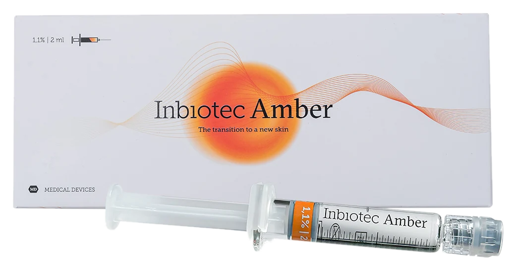 Inbiotec Amber hyaluronic acid and succinic acid injectable implant syringe and box at CANVAS Medical Clinic, Penang