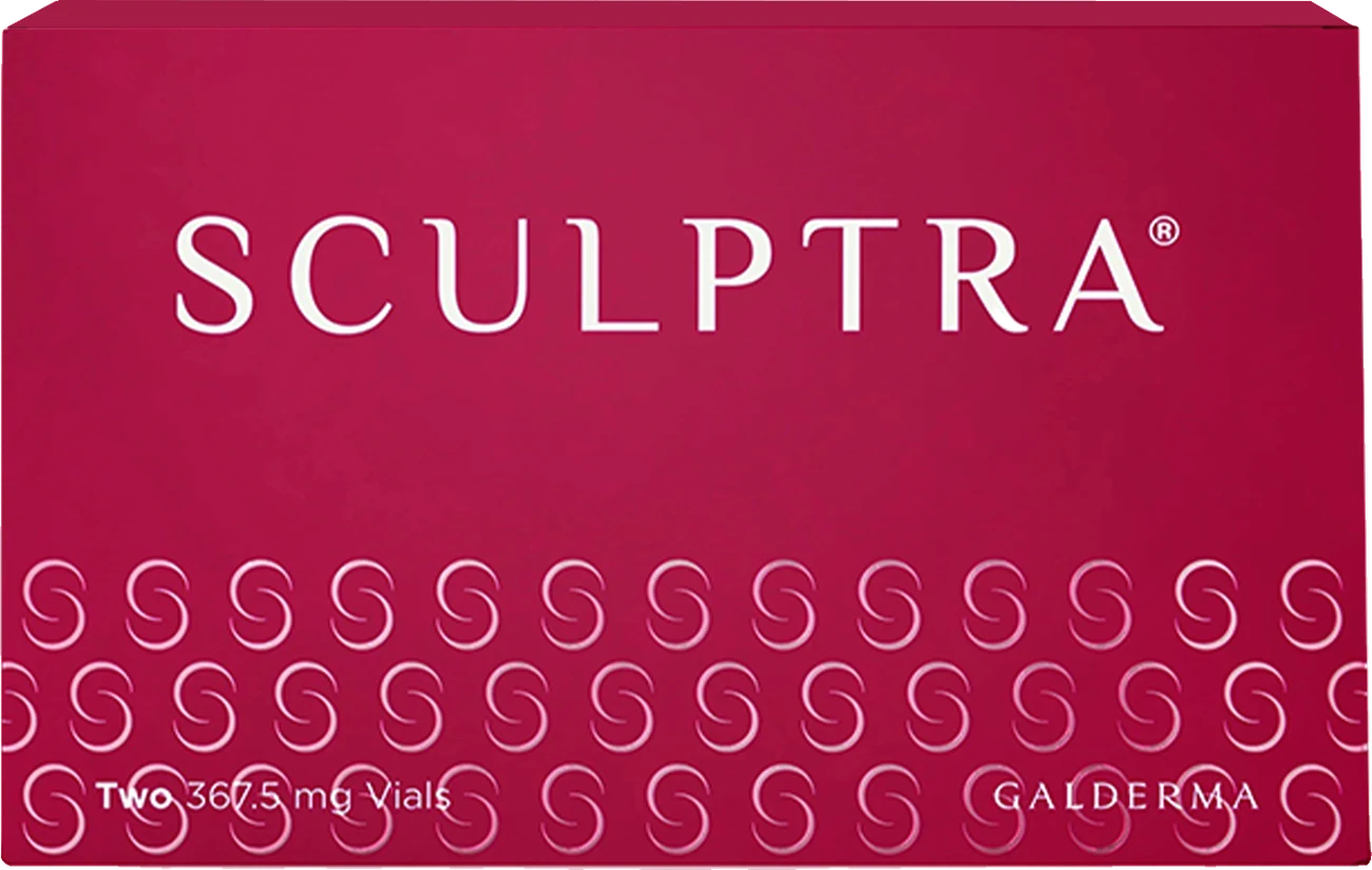 Sculptra poly-L-lactic acid (PLLA) collagen biostimulator box by Galderma at CANVAS Medical Clinic, Penang